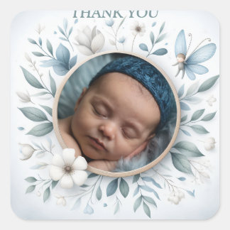 Anpassbare "Danke"-Sticker mit Fairy Frame Quadratischer Aufkleber