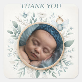 Anpassbare "Danke"-Sticker mit Fairy Frame Quadratischer Aufkleber