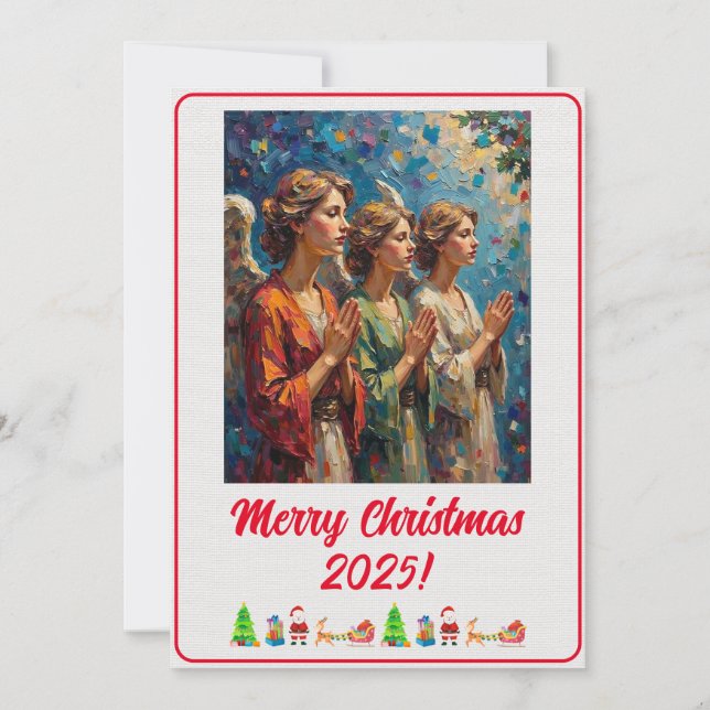 Anpassbare digitale Weihnachtsengel-Ölgemälde Karte (Vorderseite)