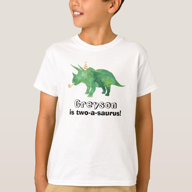 Anpassbare Dinosaurier zum Geburtstag T - Shirt je (Vorderseite)