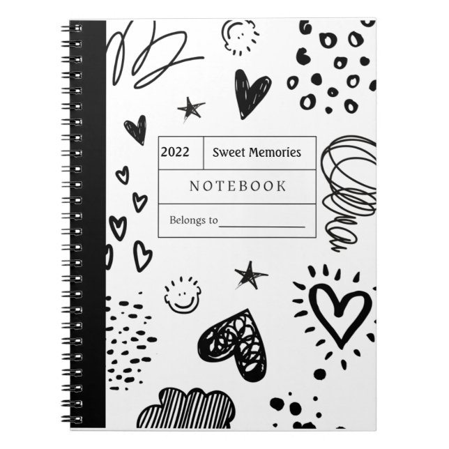 Anpassbare Doodle-White-Notebook Notizblock (Vorderseite)