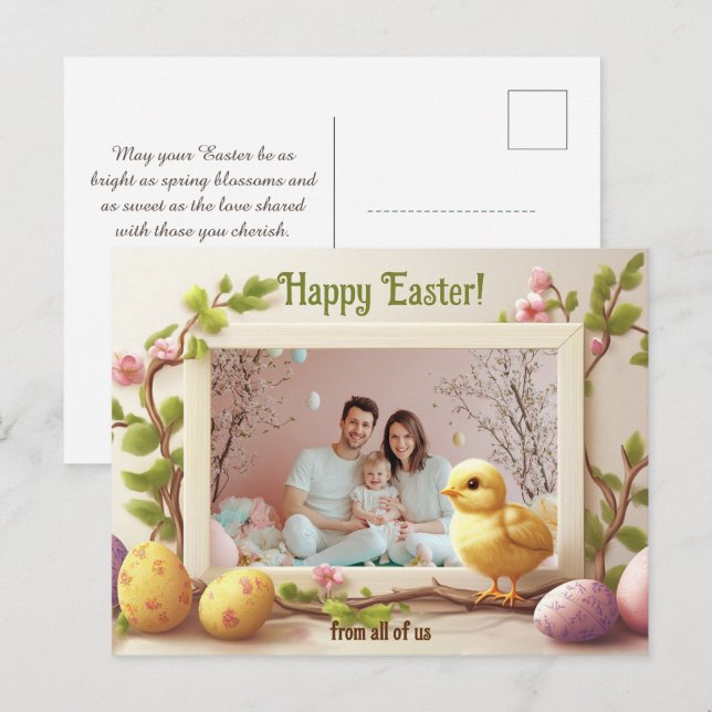 Anpassbare 🐇 Eierfallaufnahme Feiertagspostkarte (Vorne/Hinten)