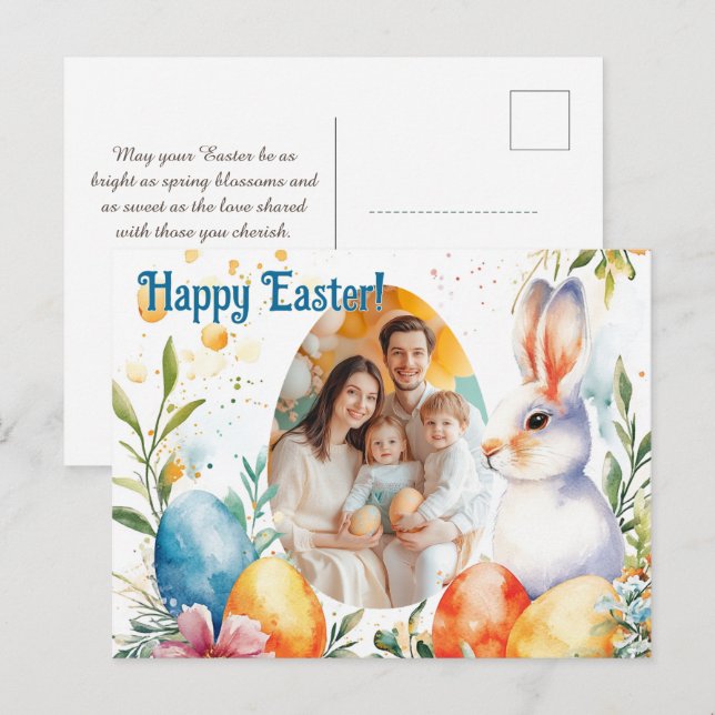 Anpassbare 🐇 Eierrahmen Feiertagspostkarte (Vorne/Hinten)