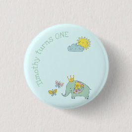 Anpassbare Elefanten und Schmetterlinge zum Geburt Button