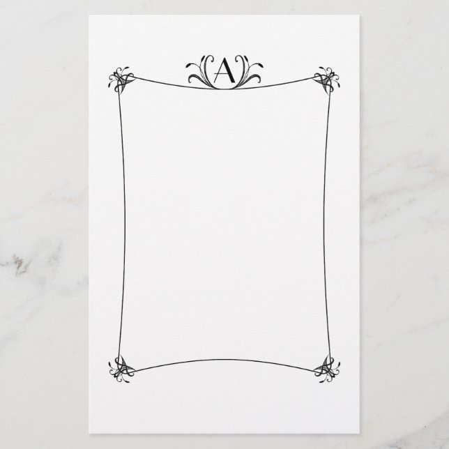Anpassbare Elegangrenze mit Monogramm Briefpapier (Vorderseite)