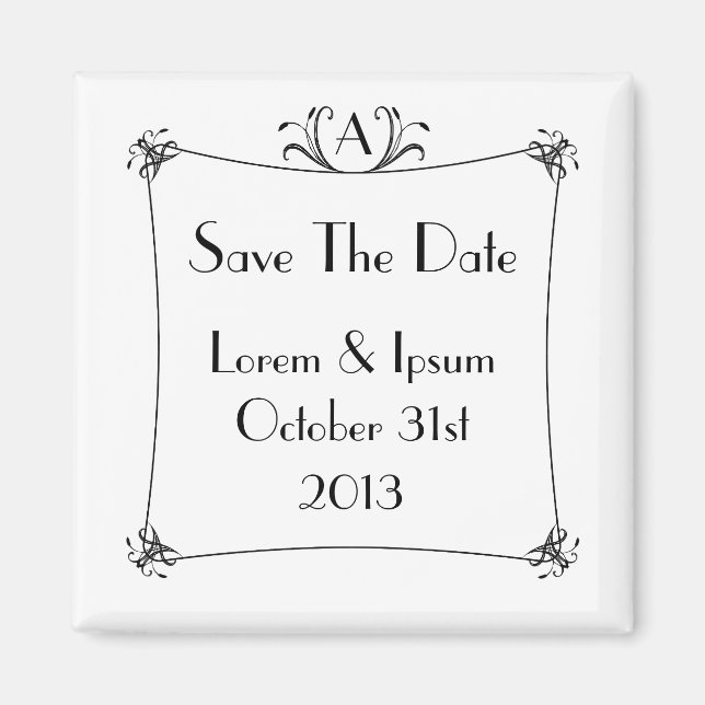 Anpassbare Elegangrenze mit Monogramm Magnet (Vorne)