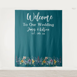 Anpassbare elegante, Aquamarine Hochzeitskugel Wandteppich