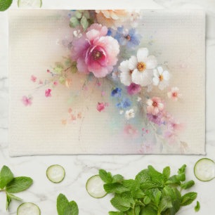 Anpassbare elegante Wasserfarbe Aquarell Blumen Geschirrtuch
