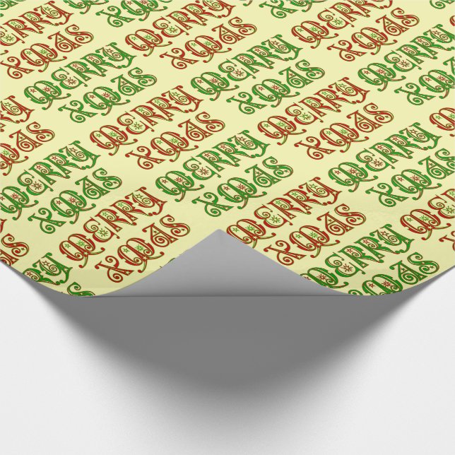 Anpassbare Extravagante Merry Xmas Geschenkpapier (Ecke)