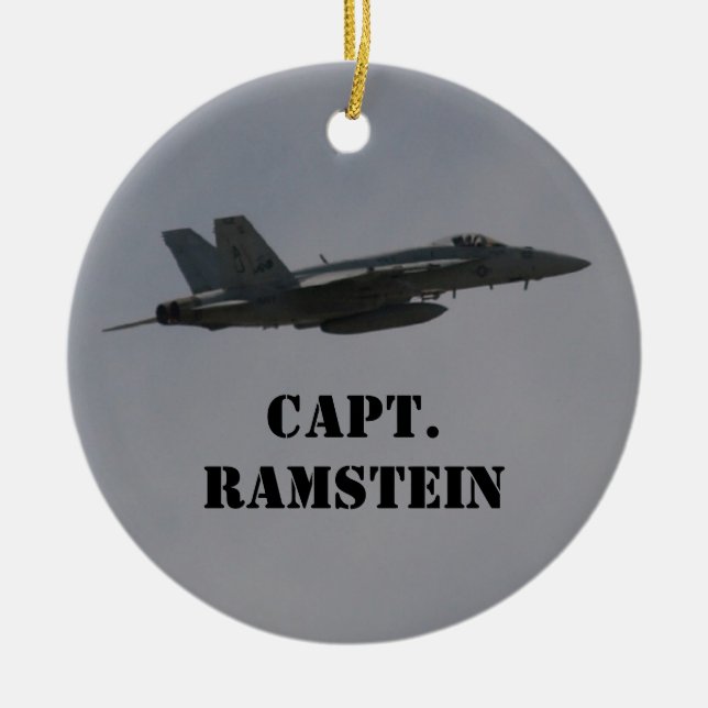 Anpassbare F18 Hornet Fighter Jet im Flug Keramikornament (Vorne)