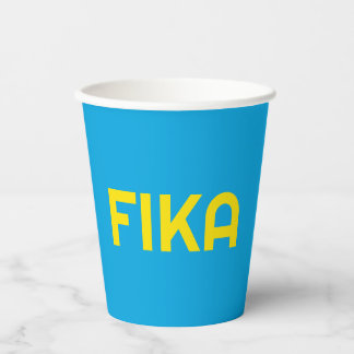 Anpassbare FIKA Fett gelb und blau Pappbecher