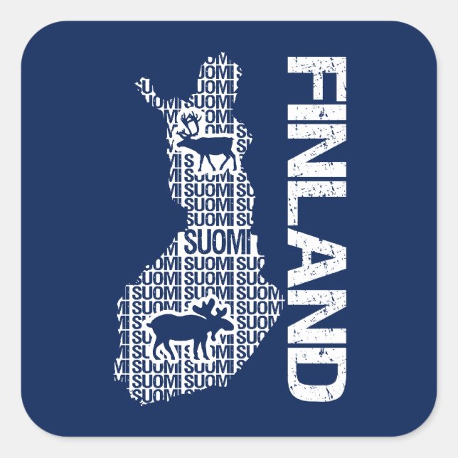 Anpassbare FINNLAND-KARTE-Aufkleber Quadratischer Aufkleber (Vorderseite)