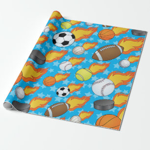 Anpassbare flammende Sportarten Geschenkpapier