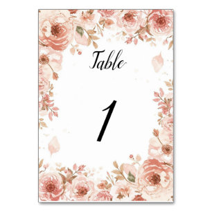 Anpassbare florale Hochzeit Rosa Rosen Tisch Numbe Tischnummer