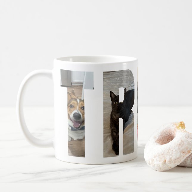 Anpassbare Foto-Buchstabenrahmen "TRIBE"-Liebe Kaffeetasse (Mit Donut)