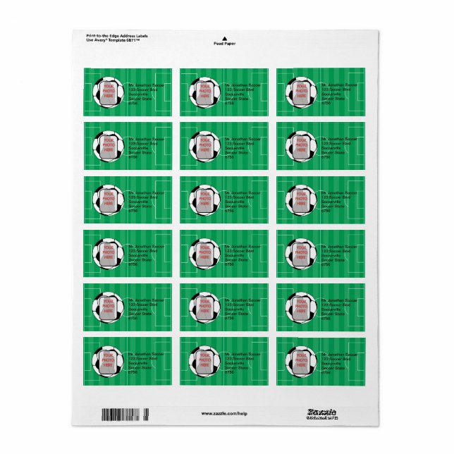 Anpassbare Foto-Fußball-Adressetiketten Adressaufkleber (Vorne)