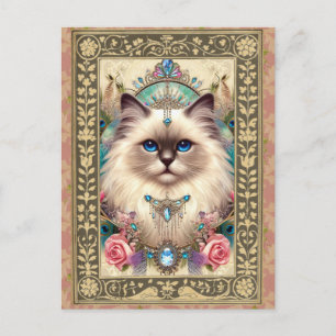 Anpassbare Foto Post Card Ragdoll Cat Vintag Postkarte