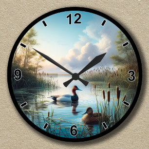 Anpassbare friedliche Feuchtgebiets-Tafelenten Runde Wanduhr