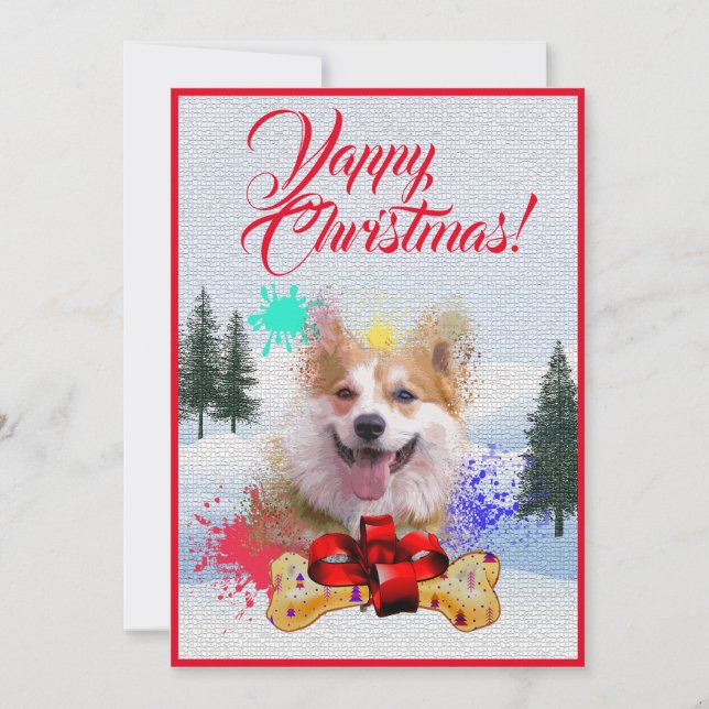 Anpassbare Funny Corgi Dog Yappy Xmas Card Ankündigung (Vorderseite)
