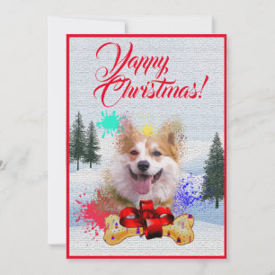 Anpassbare Funny Corgi Dog Yappy Xmas Card Ankündigung