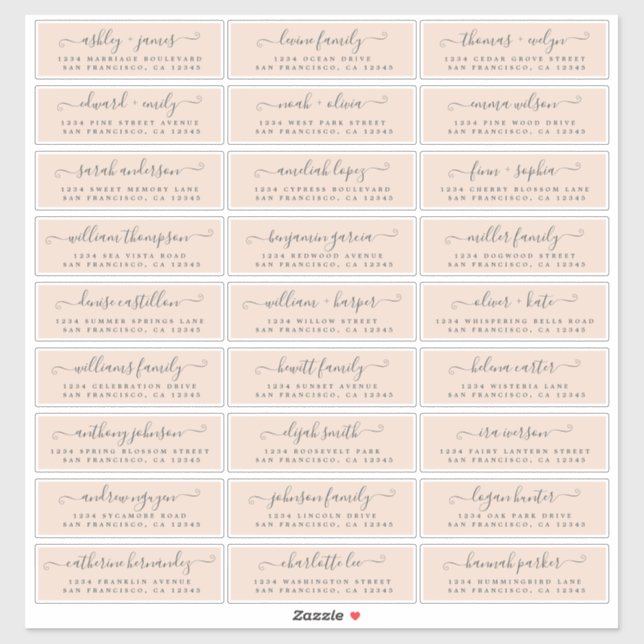 Anpassbare Gästeschriften für Hochzeiten Aufkleber (Blatt)