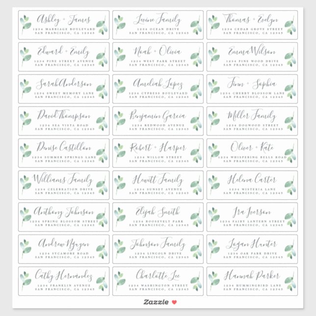 Anpassbare Gästeschriften für Hochzeiten Aufkleber (Blatt)