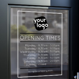 Anpassbare Geschäftszeiten für Logos und Texte Fensteraufkleber