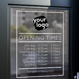 Anpassbare Geschäftszeiten für Logos und Texte Fensteraufkleber