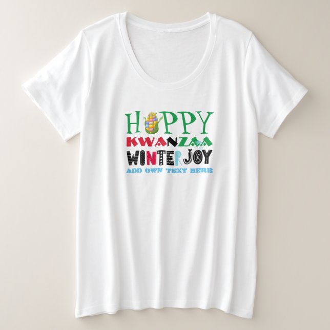Anpassbare glückliche KWANZA Winter JOY Große Größe T-Shirt (Design vorne)