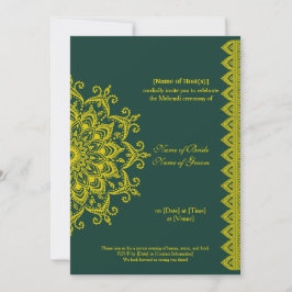 Anpassbare Gold Emerald Mehendi Henna Indian Einladung