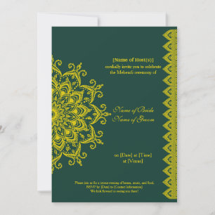 Anpassbare Gold Emerald Mehendi Henna Indian Einladung