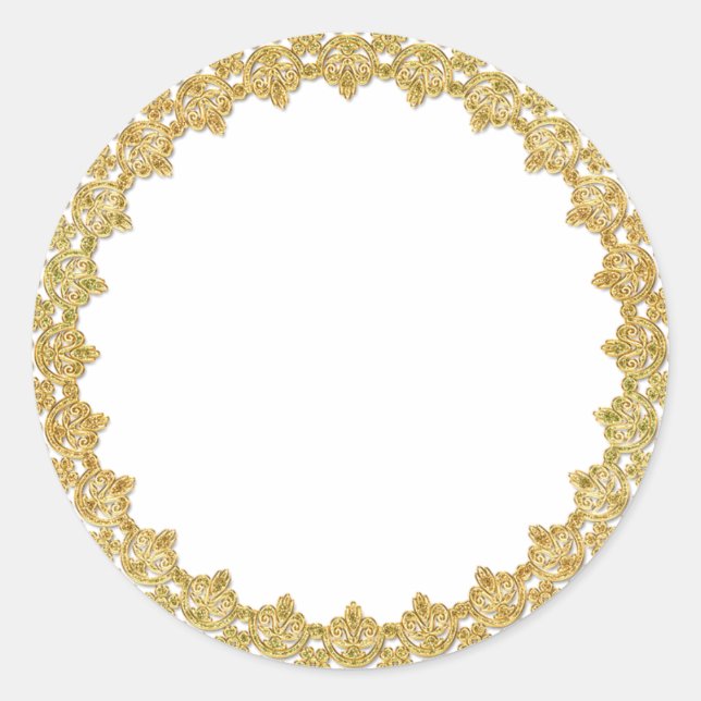 Anpassbare Gold-Frame-Sticker Runder Aufkleber (Vorderseite)