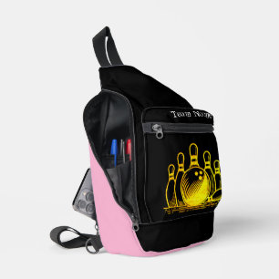 Anpassbare Golden Bowling Team Art Crossbody Bag