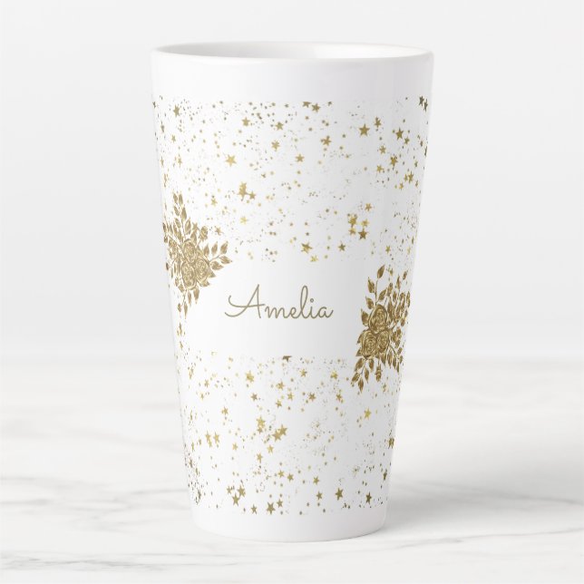Anpassbare Goldene Sparkle Latte-Tasse Milchtasse (Vorderseite)