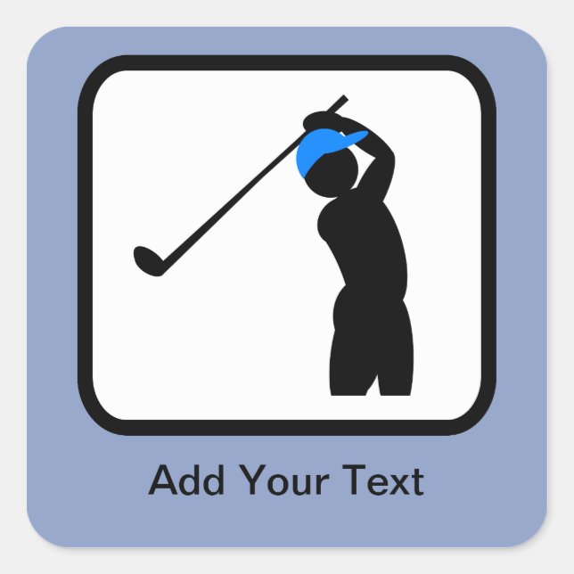 Anpassbare Golfer-Logos Quadratischer Aufkleber (Vorderseite)