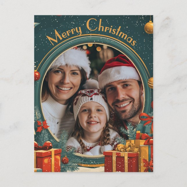 Anpassbare Grün frohe Weihnachten Postkarte (Vorderseite)