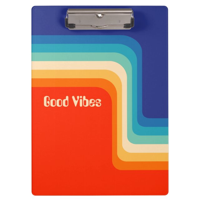 Anpassbare gute Vibes 70er Ombre Klemmbrett (Vorderseite)