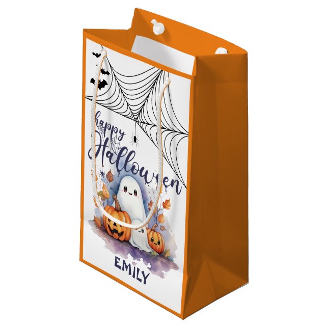 Anpassbare Halloween Small Trick oder Treat Bag Kleine Geschenktüte (Vorderseite Schrägansicht)
