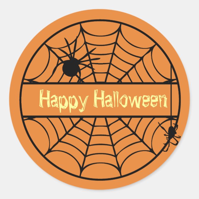 Anpassbare Halloween Spider Web-Aufkleber Runder Aufkleber (Vorderseite)