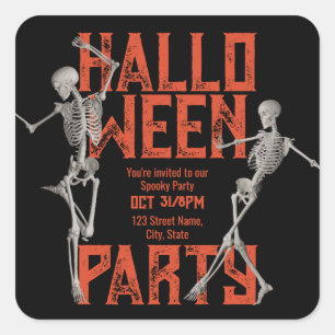 Anpassbare Halloween-Tanzparty Quadratischer Aufkleber