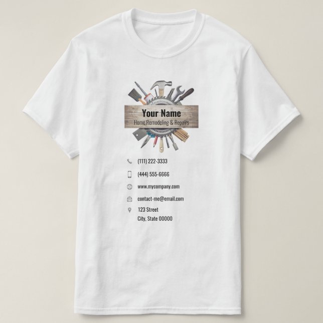Anpassbare Handyman-Tools T-Shirt (Design vorne)