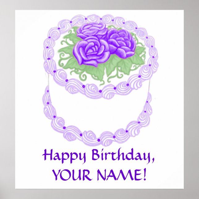 Anpassbare Happy Birthday Cake Print Poster (Vorne)