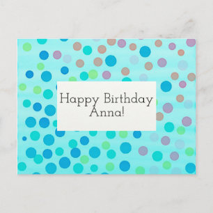 Anpassbare Happy Birthday Card Konfetti auf blau Postkarte