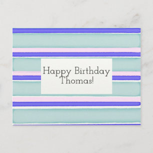 Anpassbare Happy Birthday Card Streifen Postkarte