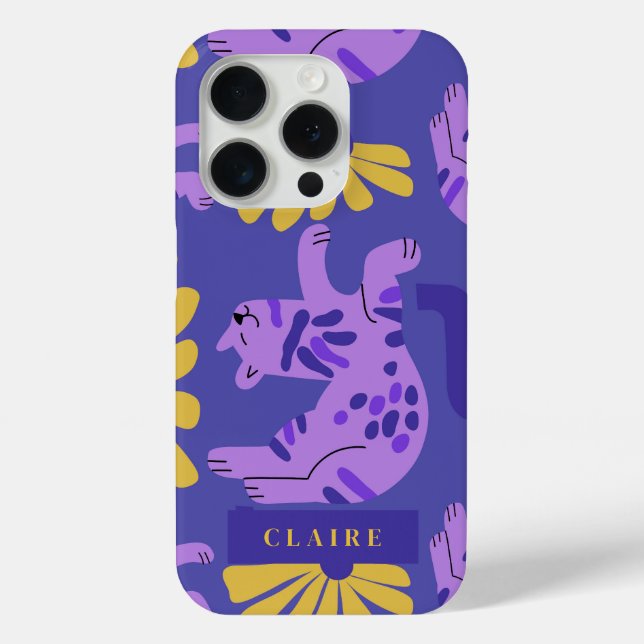 Anpassbare Happy Cat & Matisse Blume Case-Mate iPhone Hülle (Rückseite)