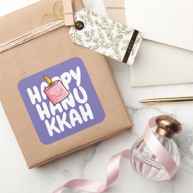 Anpassbare Happy Hanukkah Quadratischer Aufkleber (Schenken)