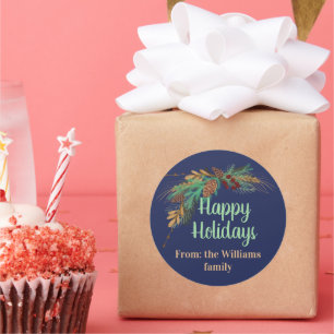 Anpassbare Happy Holidays von:...Sticker Runder Aufkleber