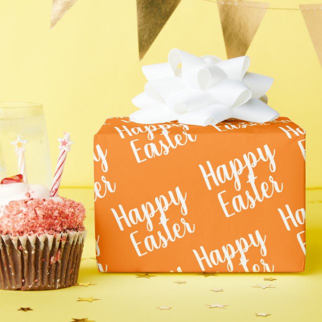 Anpassbare Happy Orange Geschenkpapier (Geburtstagsparty)