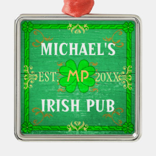Anpassbare Hausbar Irish Pub Grün Silbernes Ornament