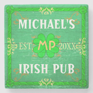 Anpassbare Hausbar Irish Pub Grün Steinuntersetzer